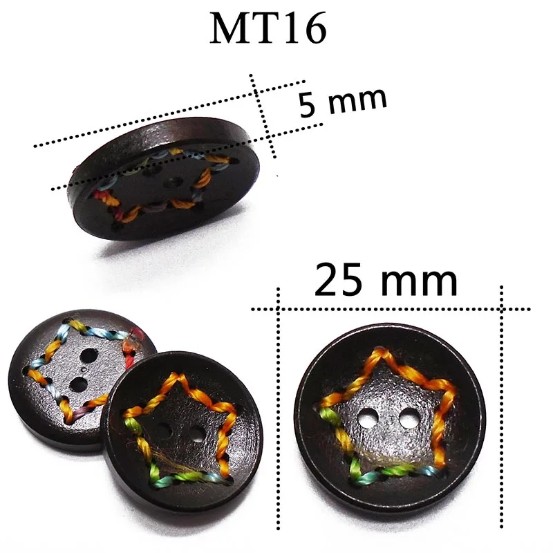 MT16-star ZIEENE, 5 шт., 10 шт., 20 шт., 30 шт., разноцветные нитки, большие круглые деревянные пуговицы, сделай сам, для шитья, скрапбукинга, дерево для одежды, обуви - Цвет: MT16-star