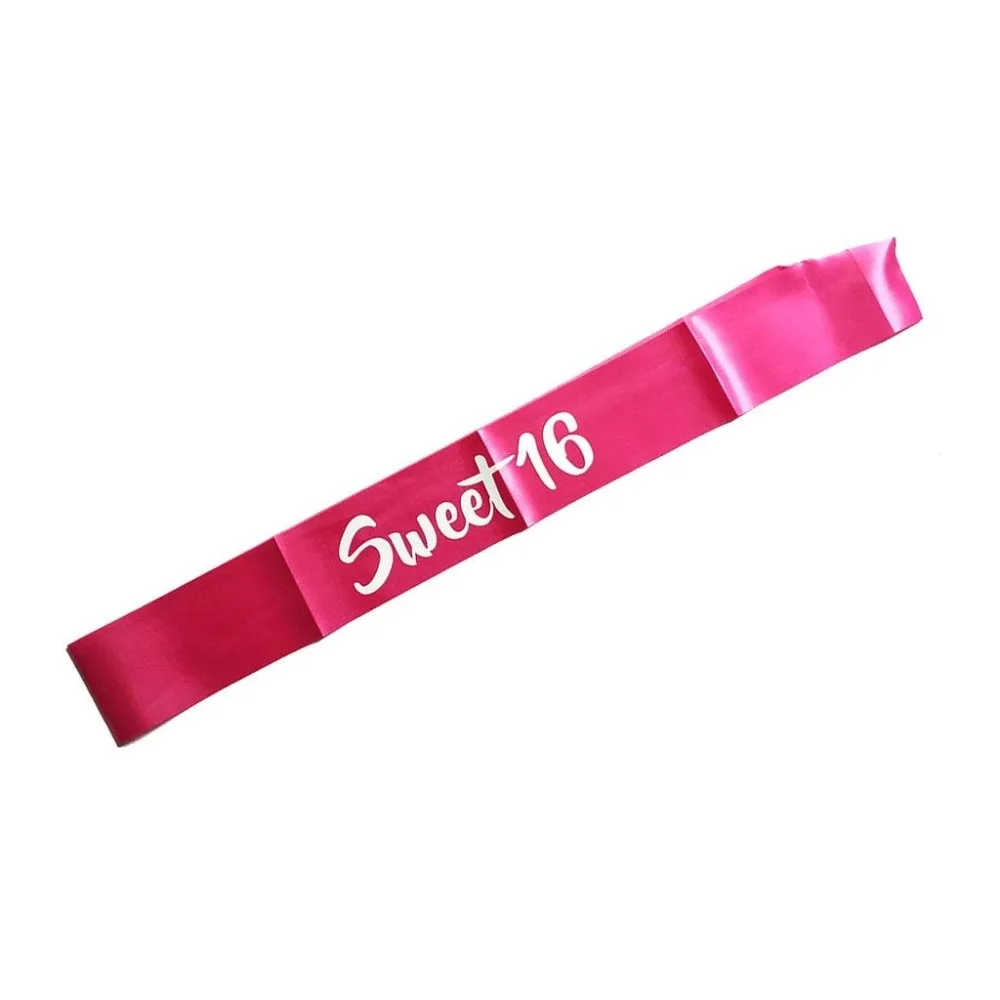 White Pink Sweet 16 Princess Birthday Sash Girls 16th Birthday Party Decoration Supplies Favor Gifts