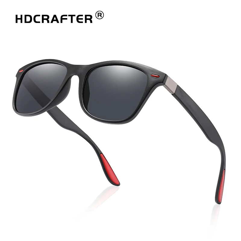 HDCRAFTER Мужские квадратные солнцезащитные очки поляризованные TR90 Рамки Ретро