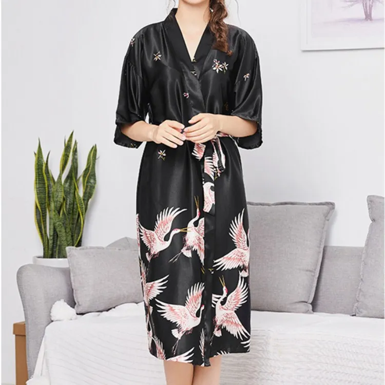 Модные женские тонкие ночнушки с треугольным вырезом цветочным принтом поясом