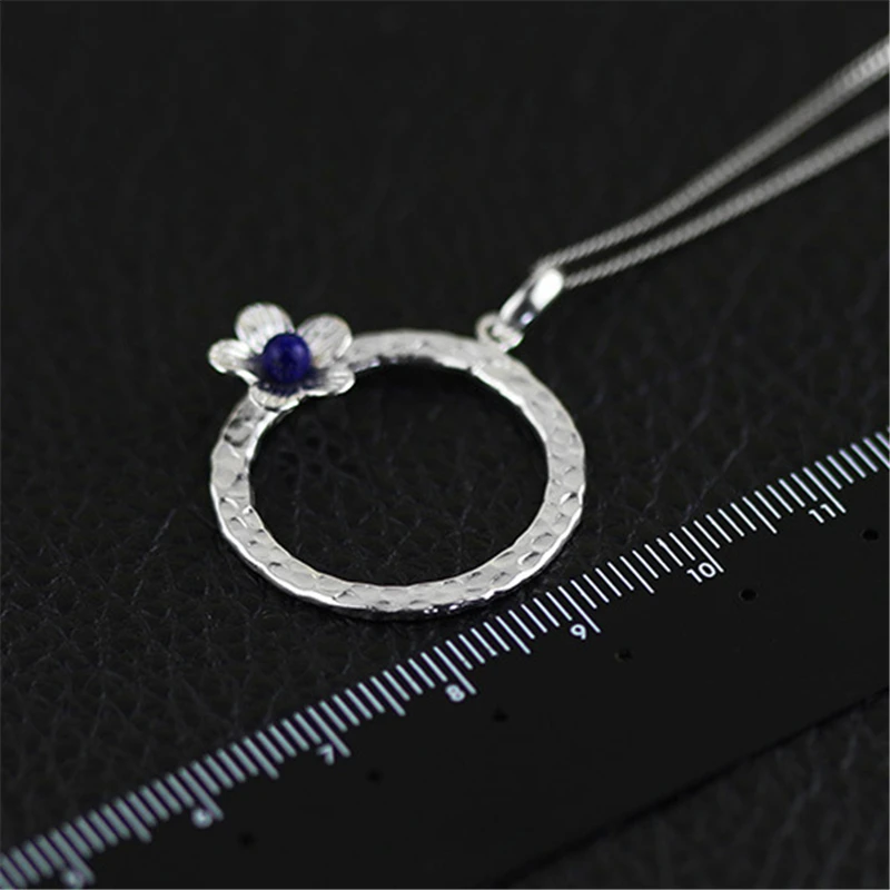 Lotus Fun реальные стерлингового серебра 925 Ляпис ручной работы Fine Jewelry свежий цветочный дизайн кулон без ожерелье Acessórios для женщин
