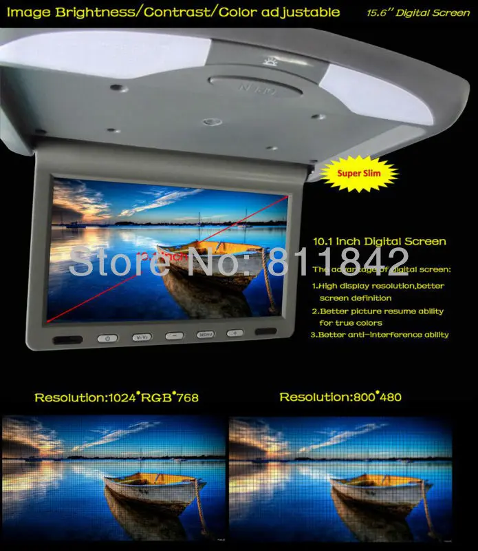 Freeship Super Slim 1024*768 10.1 &quot ROOFMOUNT Monitor Auto monitor Flip down Car LCD video | Автомобили и мотоциклы