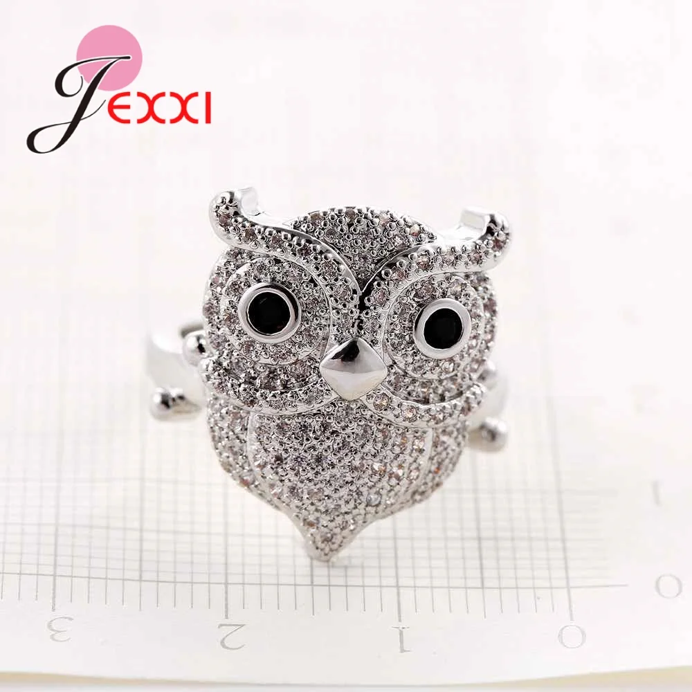 Женское кольцо с фианитом из серебра 925 пробы|crystal rings for women|owl ringcrystal ring |