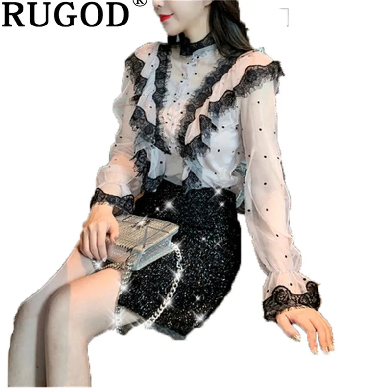 Женский костюм с юбкой RUGOD элегантные кружевные мини юбки оборками и