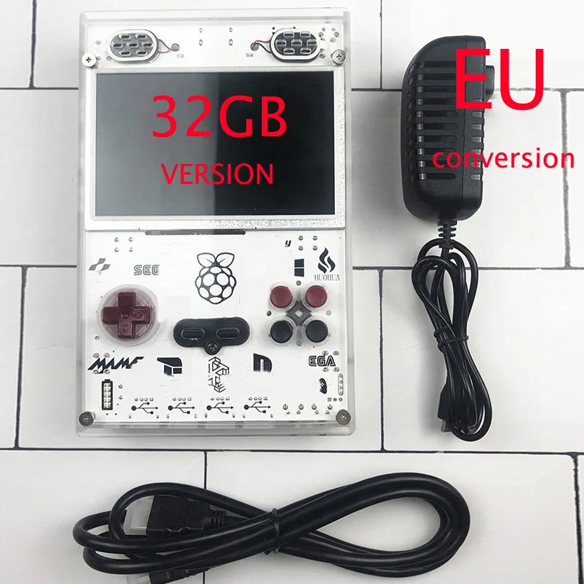 5,0 дюймов HD ips Raspberry pi портативная игровая консоль Ретро аркадный компьютерный модуль 3 Lite игровая консоль DIY встроенный больше игр - Цвет: 32g EU PLUG