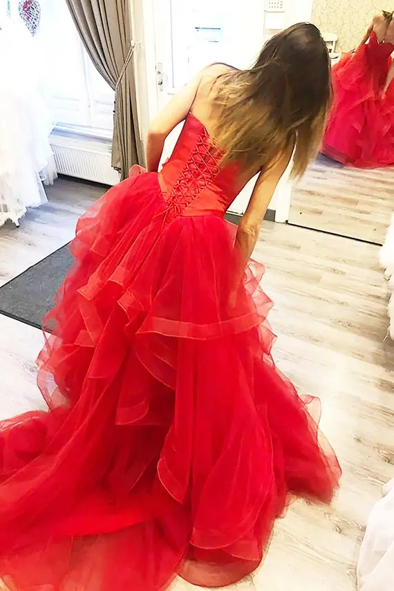 New Arrival Sweetheart Neck Tulle Lace Up Long Wedding Dresses 2019 Tiered Ball Gown Sleeveless Floor Length Dress HFY110201 | Свадьбы и