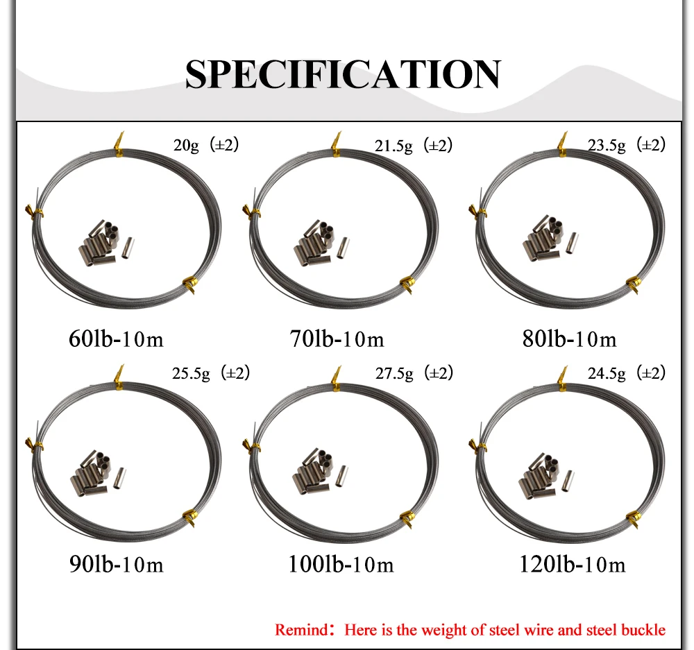 FISH KING 60LB-120LB 10 м с нейлоновым покрытием трос из высокоуглеродистой нержавеющей стали анти-укус линия стальное кольцо пряжки рыболовные снасти