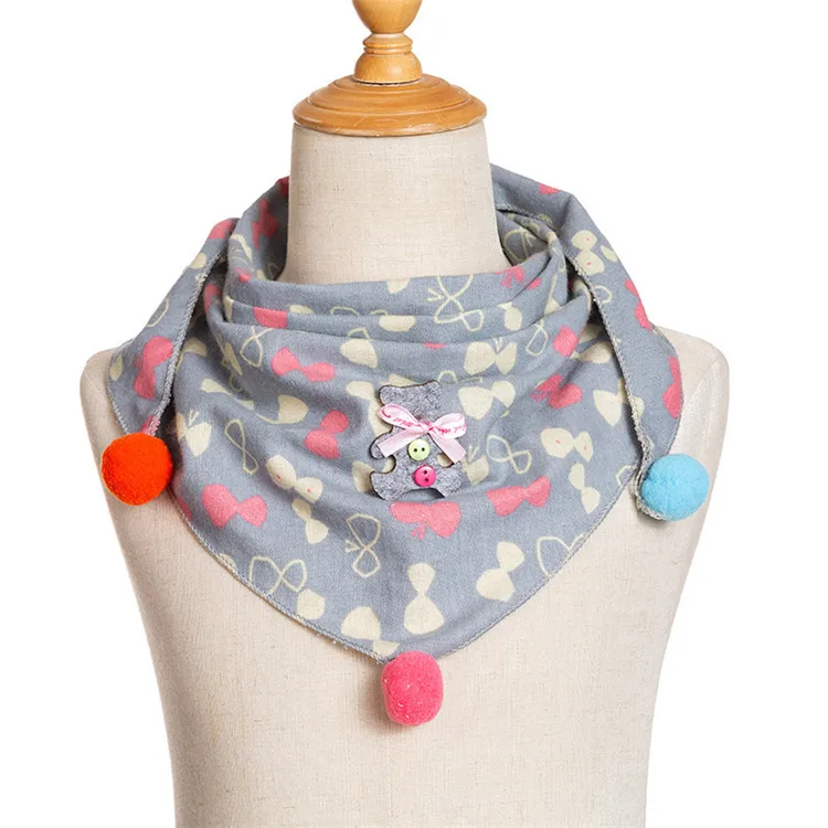 bowknot grey Модный хлопковый детский треугольный шарф со звездами и бантом, детские нагрудники с принтом, шарф для маленьких девочек и мальчиков, осенне-зимний детский шарф, детская одежда - Цвет: bowknot grey