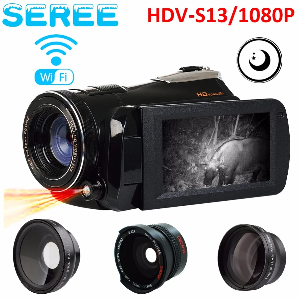 Сери hdv-s13 WI-FI видео Запись Ночное видение Видеокамеры Full HD 1080 P Камера DV 24mp 3