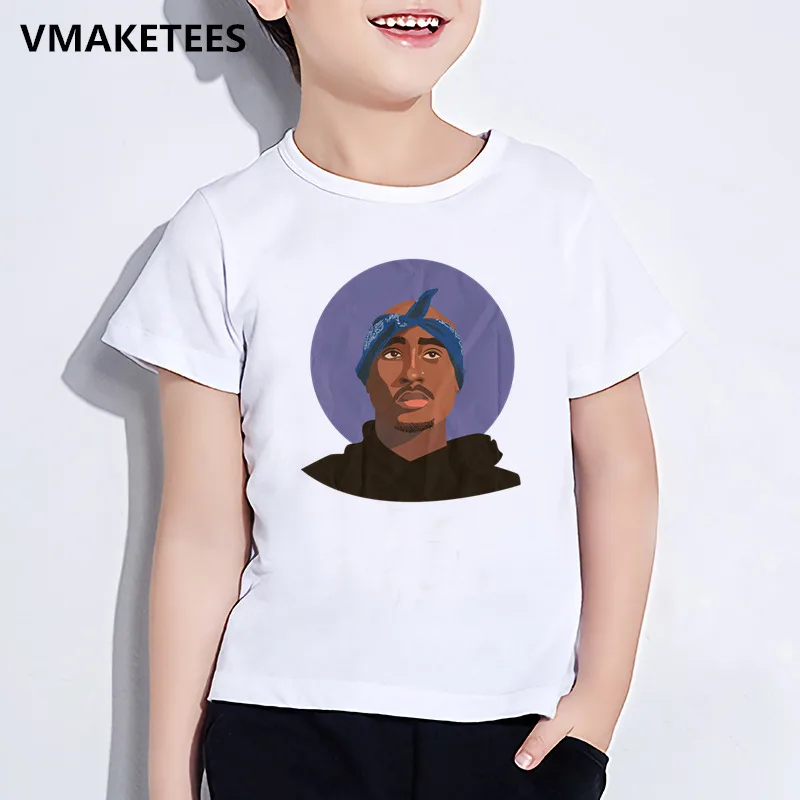 Детская футболка с принтом «Тупак 2pac» в стиле хип-хоп Детская летняя футболка с короткими рукавами для мальчиков и девочек забавная повседневная одежда для малышей HKP287