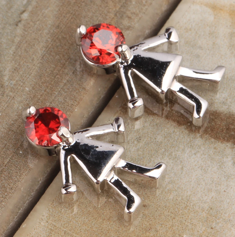 Милые девушки красный гранат Модные украшения для женщин 925 стерлингового