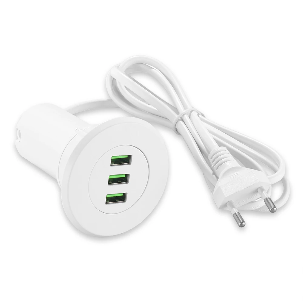 white Powstro 3 порта зарядное устройство USB 5 в 3.1A настольное отверстие втулка зарядное устройство умная зарядная станция с ЕС Разъем для samsung для iPhone - Тип штекера: white