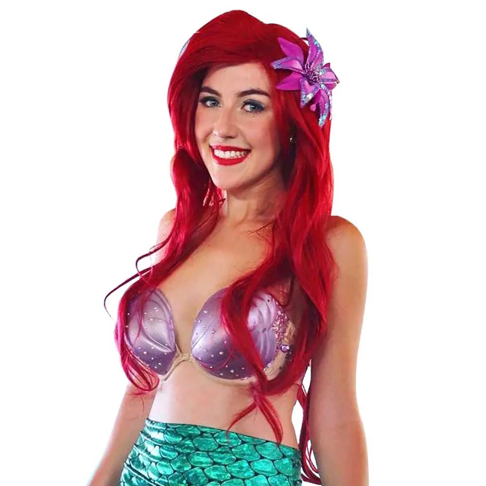 

The Little Mermaid Ariel Cosplay Dark Red 70cm Long Curly Wavy Hair Deluxe Sexy Jessica Rabbit Fancy Dress Halloween Costumes