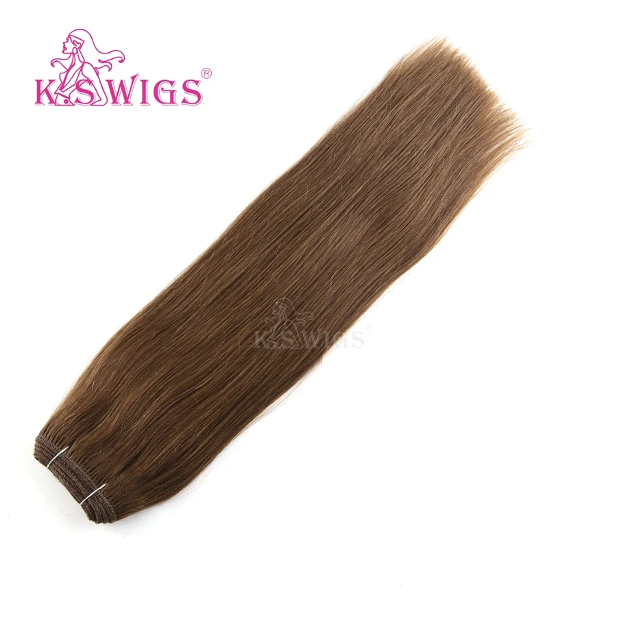 #6 K.S парики 20 ''прямые волосы remy уток человеческих волос двойные нарисованные натуральные кудрявые пучки волос 100 г/шт - Цвет: #6