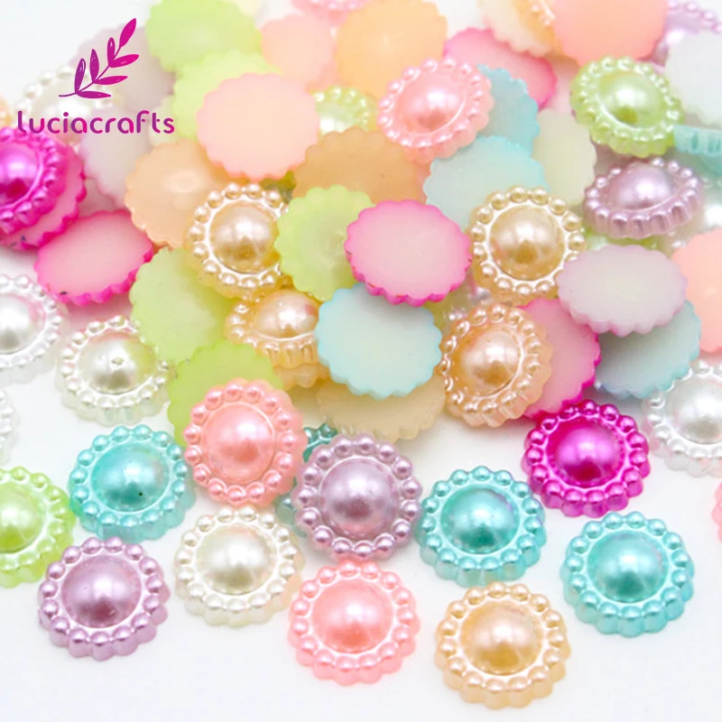 Lucia crafts 10 мм 72 шт цветок полукруглый искусственный жемчуг ABS Flatback цветок полимерные бусины DIY украшения F0308