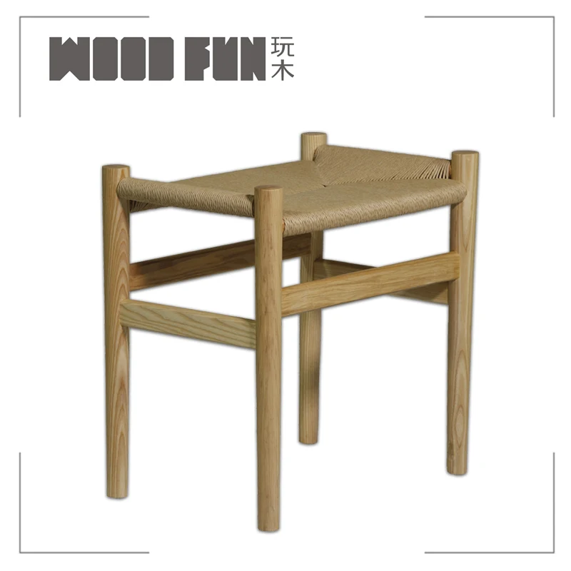 Hans J Wegner H Nordic wood stool shoes CH53 restaurant meals makeup designer |