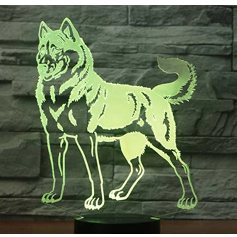 

3D LED Night Light Husky Dog with 7 Colors Light for Home Decoration Lamp Amazing Visualization Optical Illusion Awesome