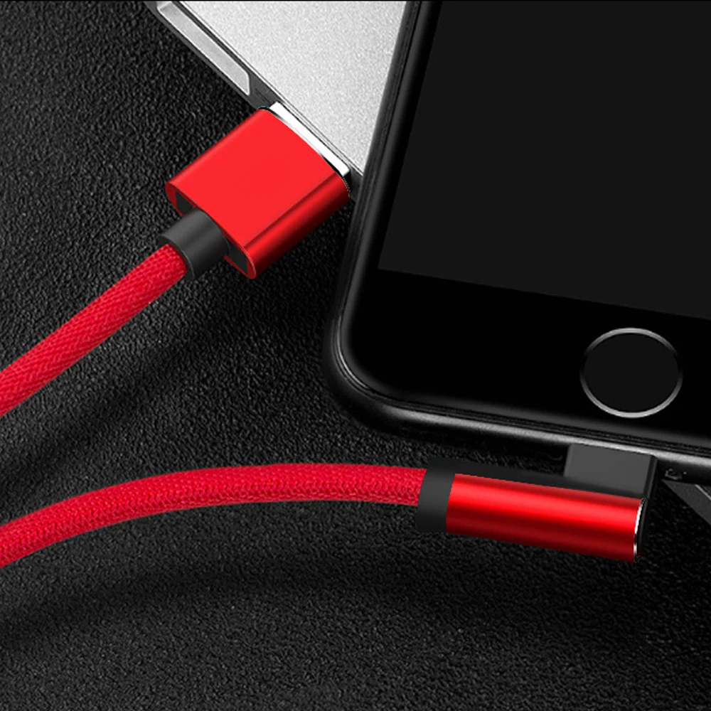 90 градусов быстро зарядный кабель для iPhone X 6 6s 7 8 Быстрая зарядка iPad USB Зарядное