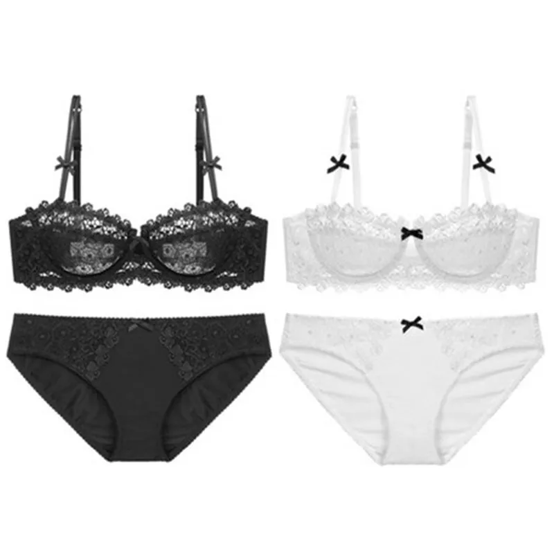 Black and White Varsbaby сексуальное прозрачное кружевное нижнее белье без подкладки 2 комплекта бюстгальтеров/партия - Цвет: Black and White
