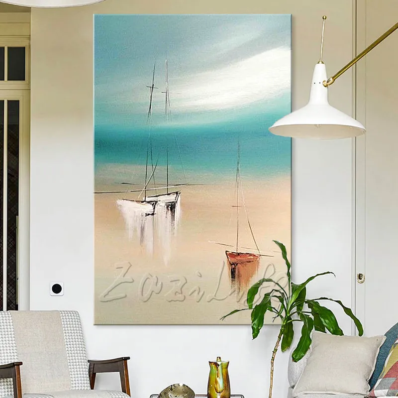 Ручная роспись холст картины маслом дешевые большая лодка современная