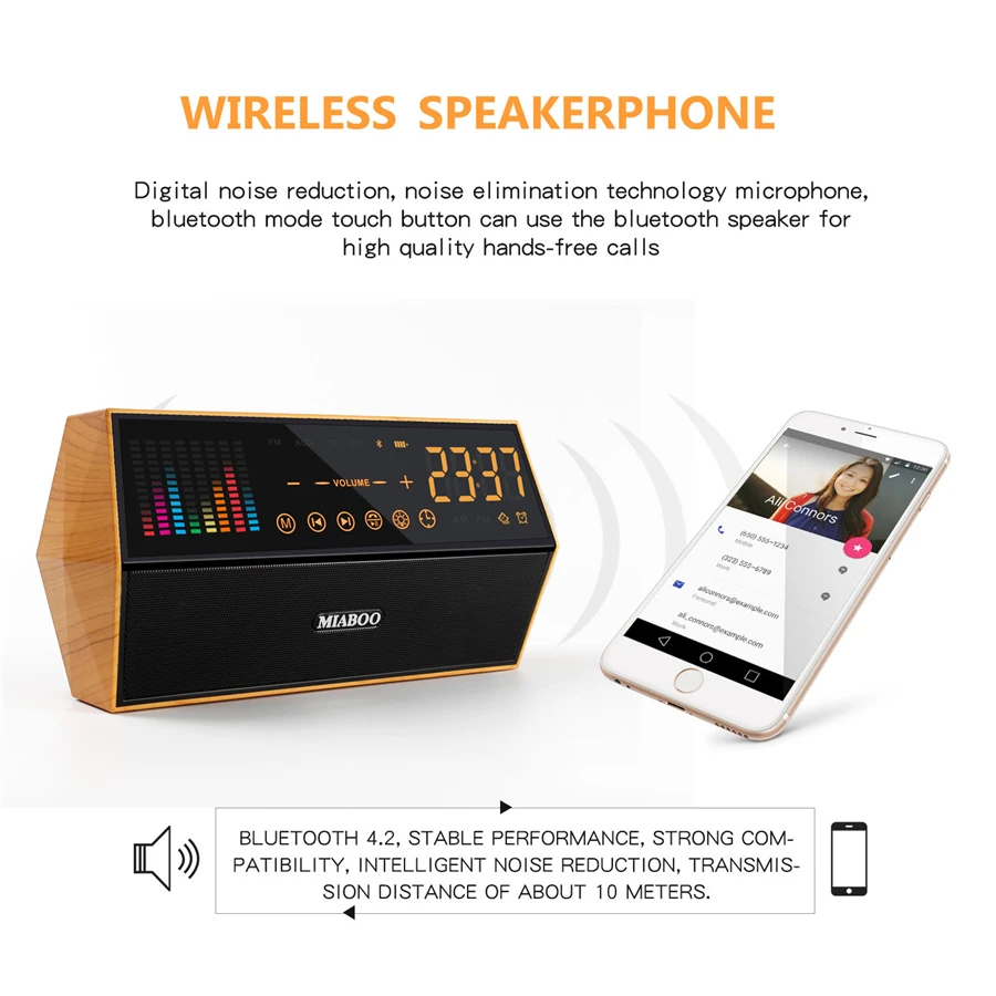 Новый год 2018 деревянный портативный Bluetooth динамик поддержка TF цветной сенсорный