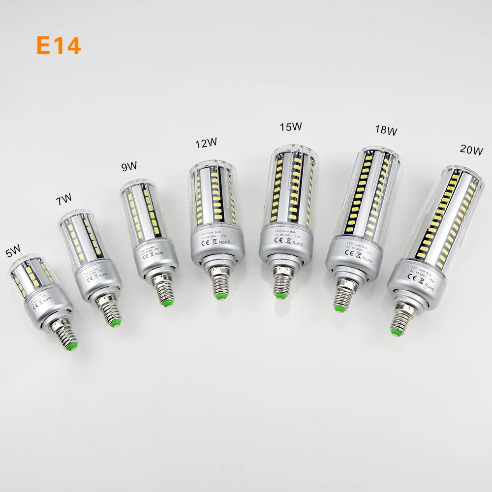 Светодиодная лампа E14 5 Вт 7 9 12 15 18 20 SMD 5736 100 лм/Вт Алюминиевая СВЕТОДИОДНАЯ