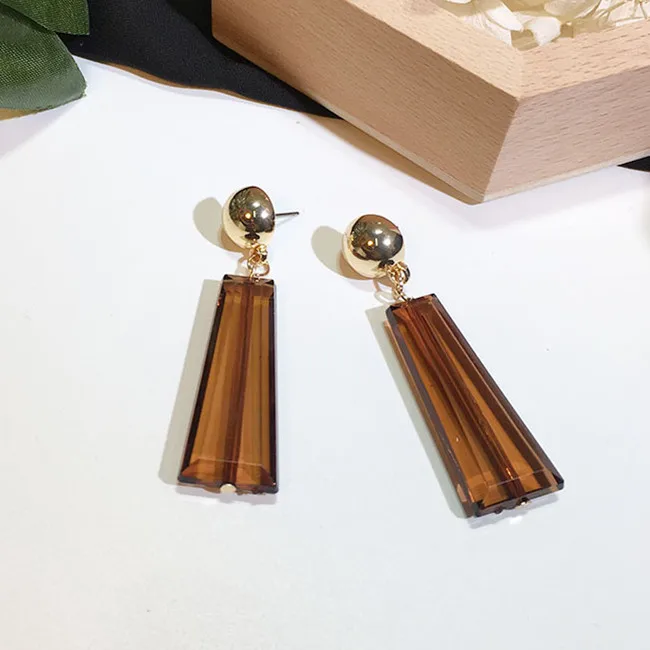 Новые брендовые красивые синие и коричневые прозрачные акриловые серьги с