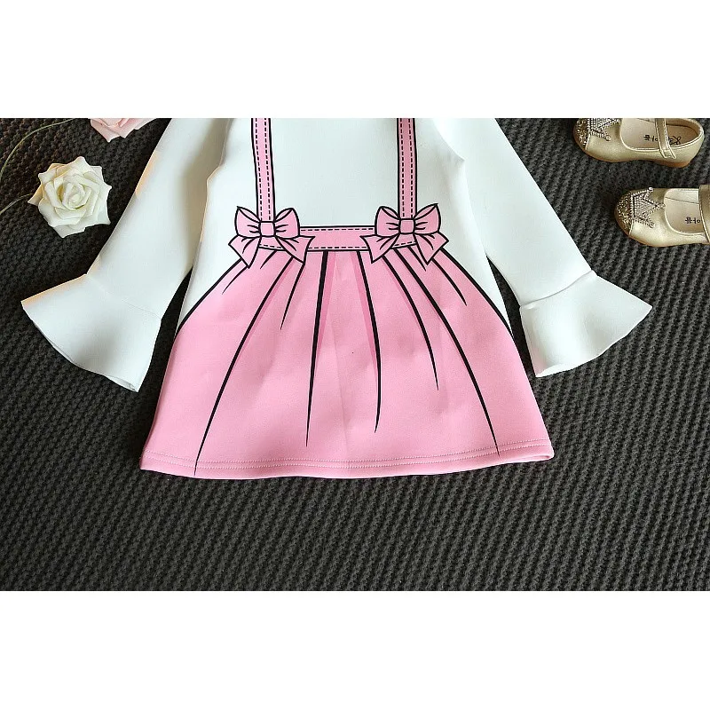 LOVE DD&ampMM Girls Dresses 2020 New Fashion Princess Children Clothing Flare Sleeve Bow Printing Design Clothes | Детская одежда и