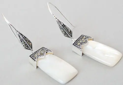 Благородные белые серьги из серебра 925 пробы и макасита 2&quot|earring necklace|silver huggie