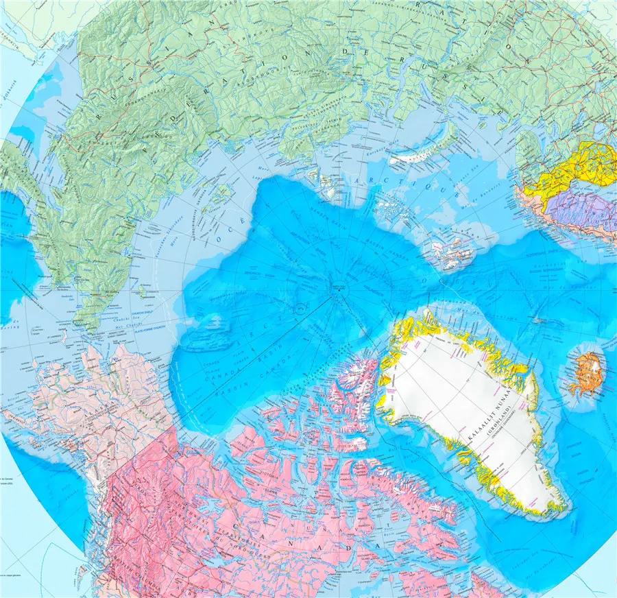 Arctic карта океана Изящные Геометрические линии яркий синий холст настенная