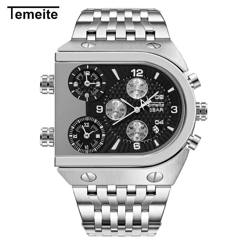 Silver Black Temeite Relogio Masculino лучших Роскошные Брендовые мужские часы военные Необычные кварцевые часы Для мужчин аналоговый Для мужчин s Просмотрам золото Dropshiping - Цвет: Silver Black