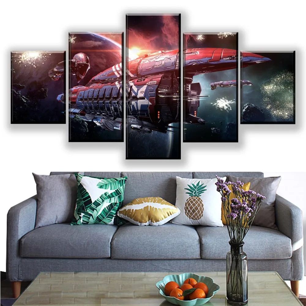 Home Decor Modular Poster 5 Pcs Pictures Game EVE Online Planet Spaceship Wall Art Canvas Printed Painting Living Room Modern | Дом и сад