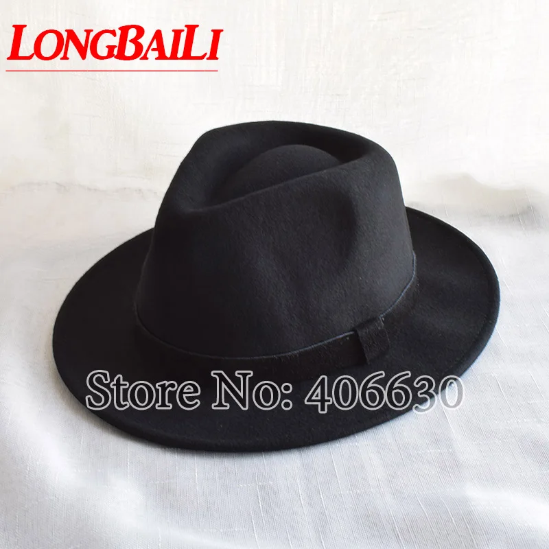 Зимние шапки с широкими полями черные фетровые Chapeu Masculino мужские Trilby Панама