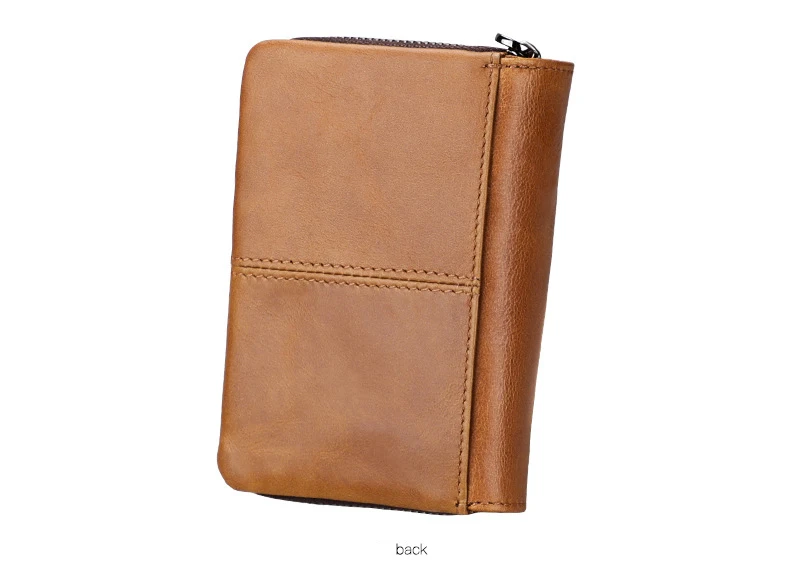 Брендовые мужские Ретро Короткие кошельки из натуральной кожи с защитой от радиочастотной идентификации, кожаный женский кошелек Crazy Horse с карманом для монет на молнии