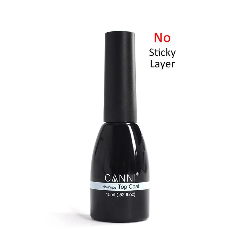 NoWipe Topcoat 15ml CANNI Базовое покрытие верхнее покрытие высокоглянцевое закаленное без протирания матовый топ УФ светодиодный гель для нанесения основания стойкий цветной лак для ногтей Гель-лак - Цвет: NoWipe Topcoat 15ml