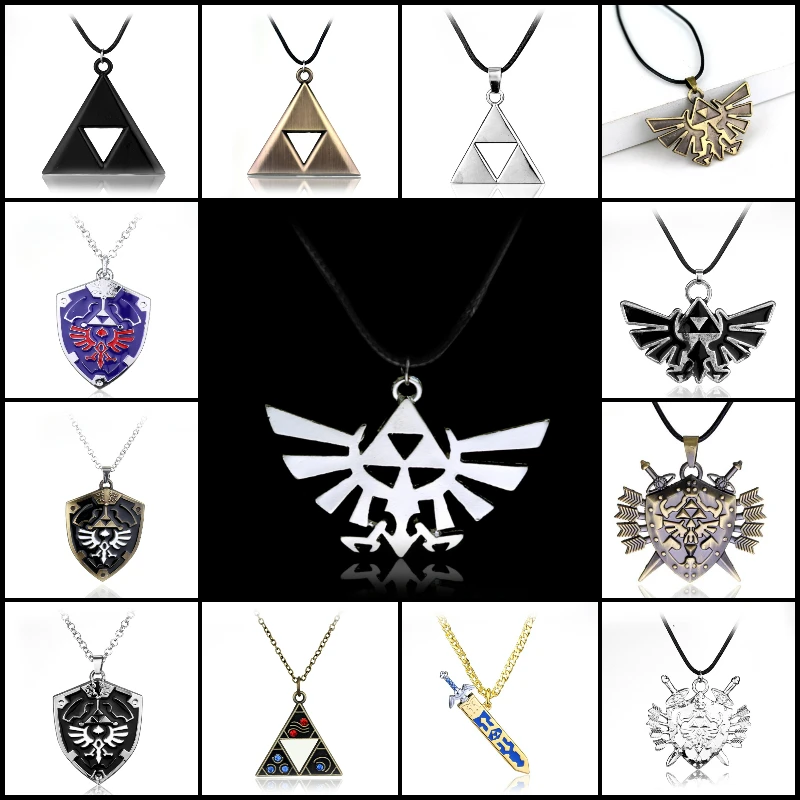 Аниме игра Легенда о Зельде ожерелье Triforce Посеребренная Подвеска в виде меча щит ожерелье Прямая поставка