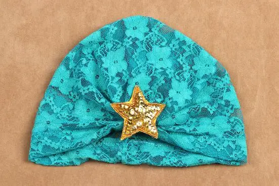 10 шт. оптовая продажа мягкая шапка-тюрбан со звездами и цветами сливы для девочек