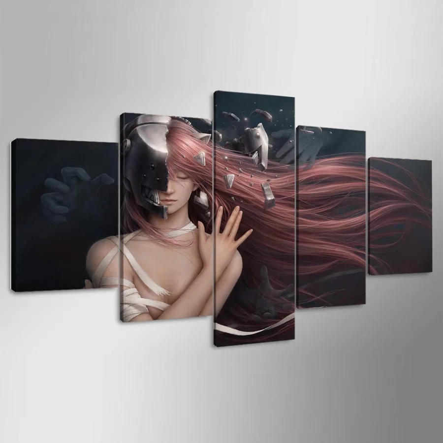 5 панельных картин DAFENJINGMO ARTS HD печатная картина elfen lied холст домашний декор