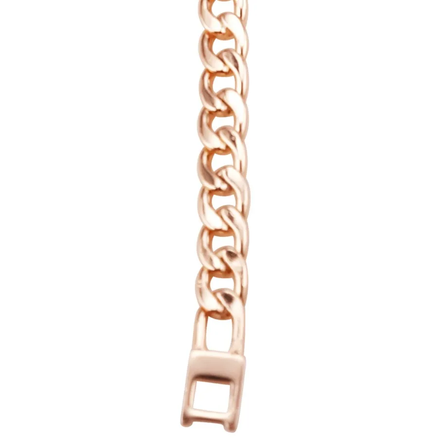 Женский браслет из розового золота 585 пробы с широкой ручкой и фианитами|Цепочки