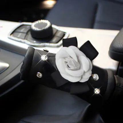 Hand brake cover Цветок камелии автомобильный чехол на руль шеи подушки подголовника поясная Поддержка авто солнцезащитный козырек Сумочка для салфеток коробка ремень безопасности аксессуары - Название цвета: Hand brake cover