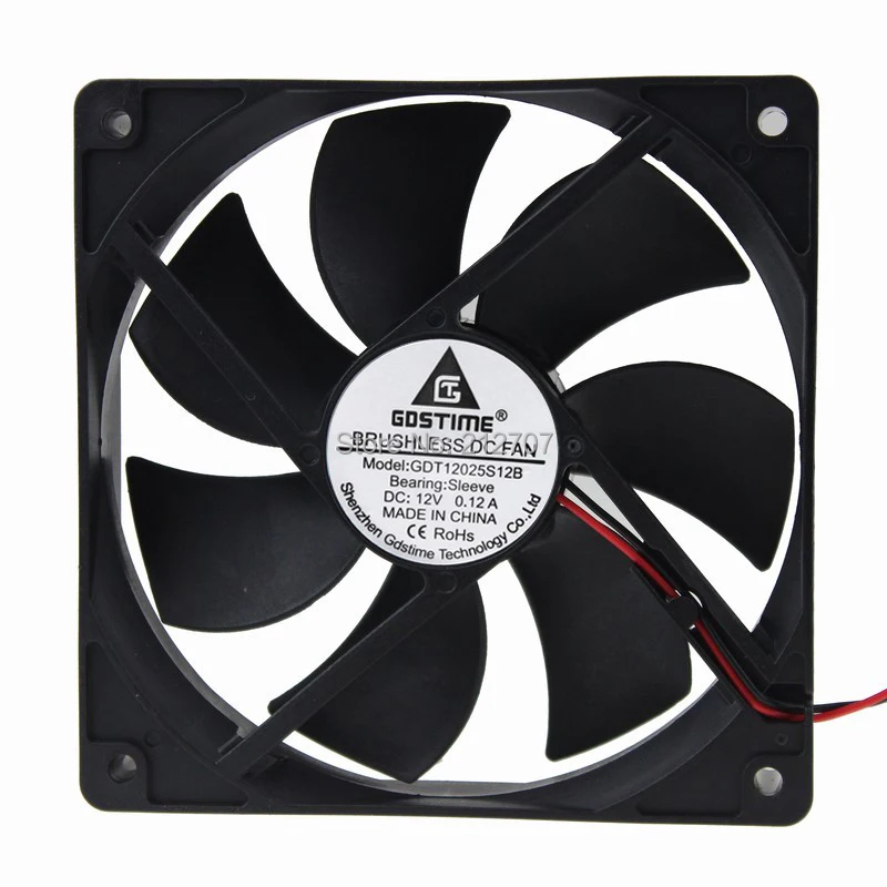 5 шт./лот Gdstime бесшумный 120x120x25 мм 120 мм DC 12 V 2 Pin Бесщеточный Охлаждающий вентилятор компьютера