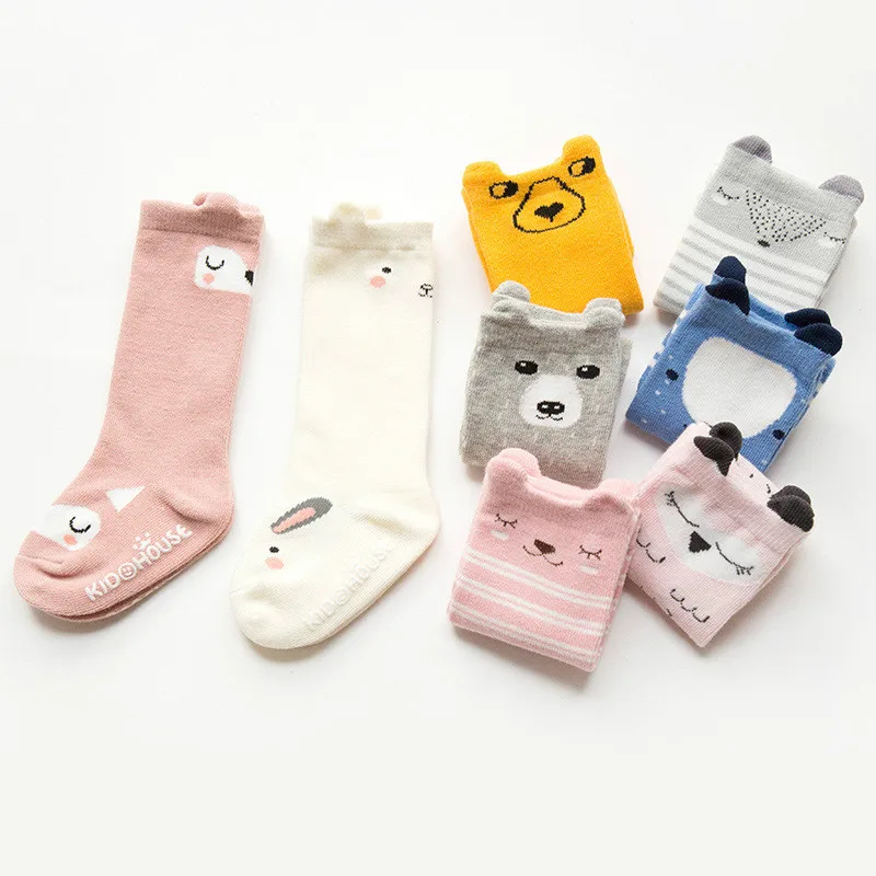 Носки до колена для новорожденных маленьких мальчиков bebe девочек Нескользящие