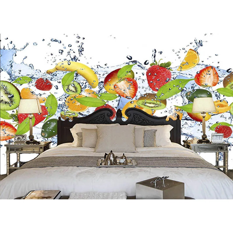 3D стены Бумага Home Decor Гостиная Wall Прохладный красочные фрукты Клубника ТВ фон