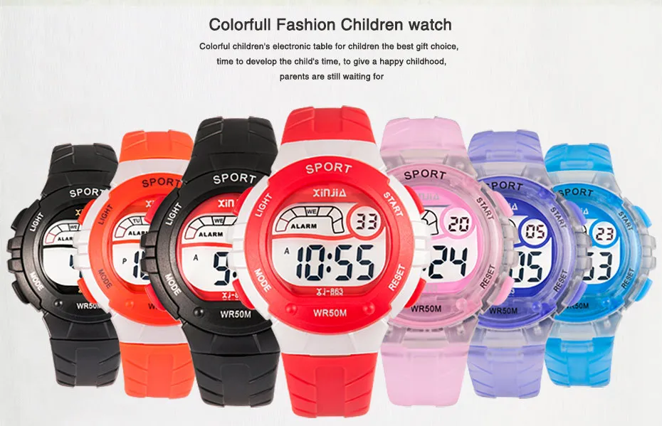 Children watch LED 5 ATM Digital Sports Relojes Mujer Boys girls fashion Kids Cartoon Jelly Waterproof Relogio Feminino