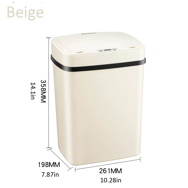 Beige 12L Индукционный автоматический датчик прямоугольный держатель для мусорного мешка 12л мусорное ведро мусорный компост 2* AA сухой аккумулятор Trashcan Clean - Цвет: Beige 12L