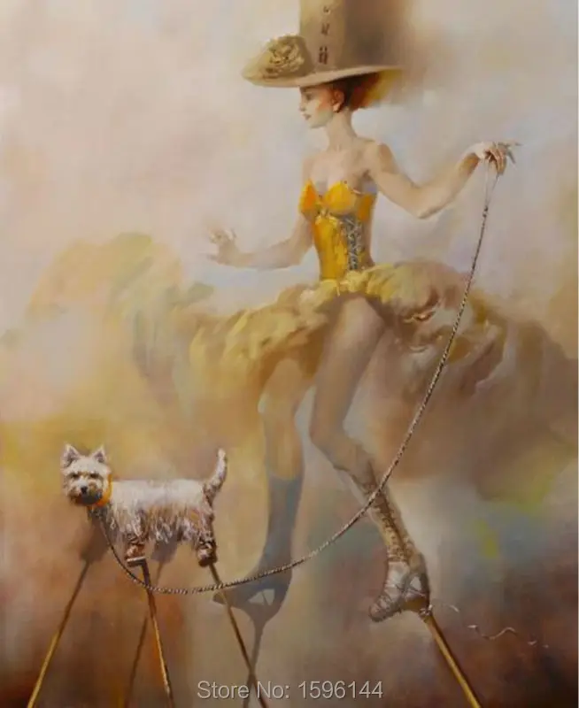 Картина маслом фигурки слепков ручной росписи акробатическая девушка ультра