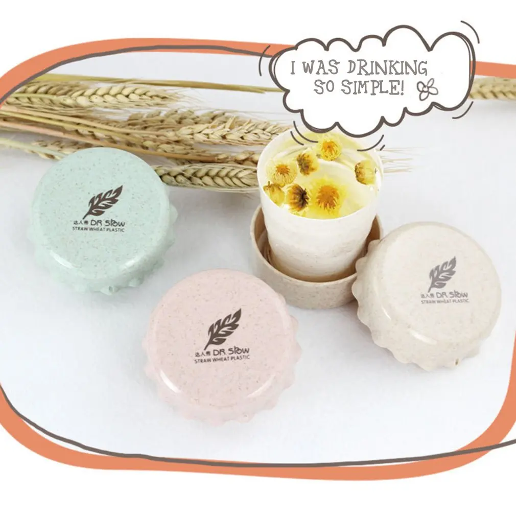 Портативный Складной стакана воды Чай 130 мл пшеничной соломы для Крытый складной