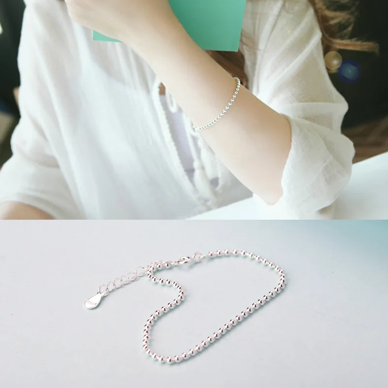 Браслет из серебра 925 пробы с бусинами 2 мм|bracelet beads|sterling silver bracelet925 sterling bracelet |