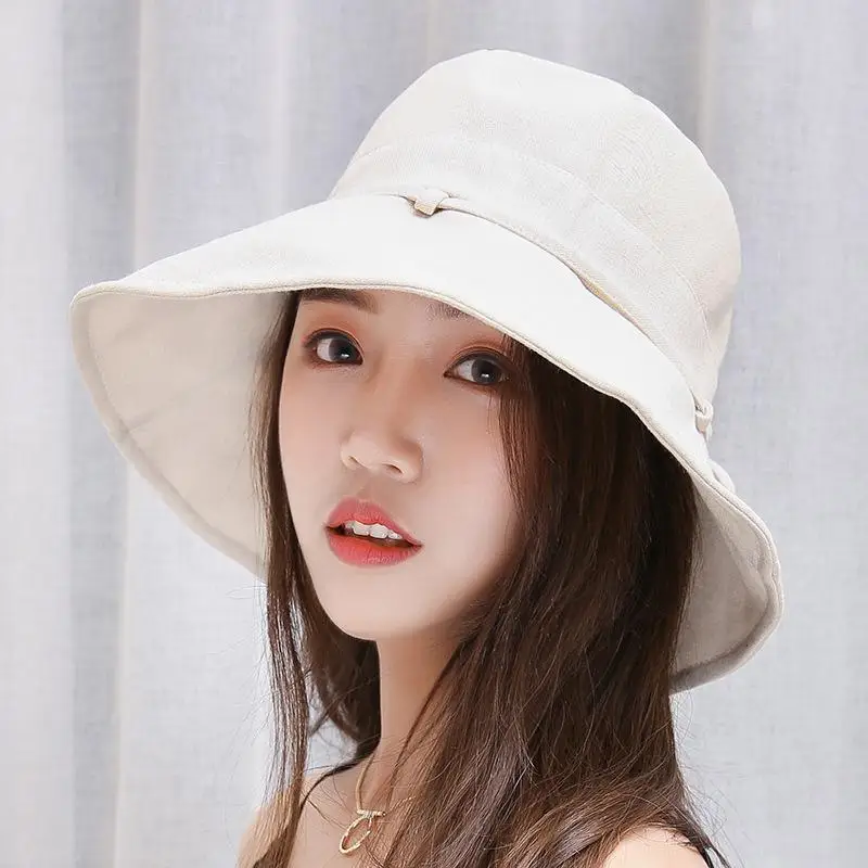 

COKK Bucket Hat LWomen Big Wide Brim Summer Hats For Women Fishing Hat Fisherman Cap Sun Hat Female Black Foldable Panama Cap