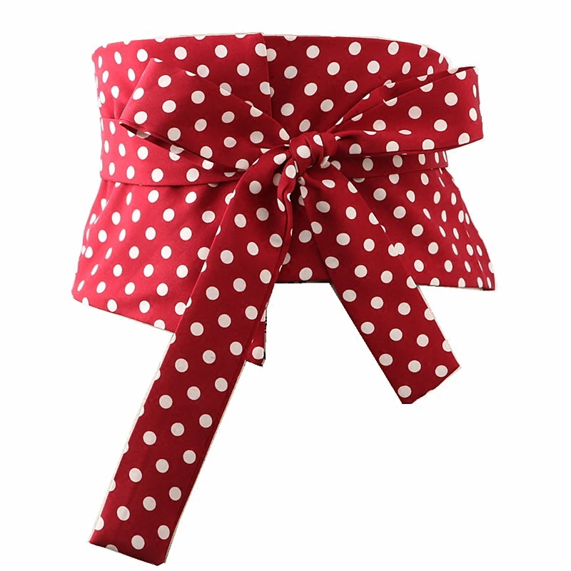 Для женщин Винтаж Модные Ретро японский стиль горошек ремень черный лук корсет